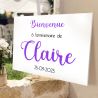 Plaque bienvenue blanche personnalisée texte