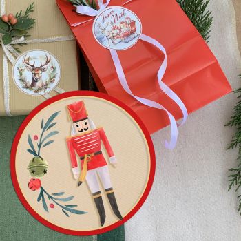 Etiquettes autocollantes décor Noël jouet 6cm