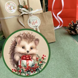 Etiquettes adhésives décor animaux de Noël 4cm