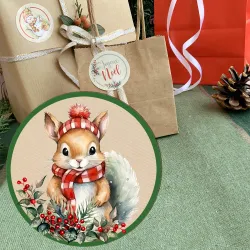 Etiquettes adhésives décor animaux de Noël 4cm