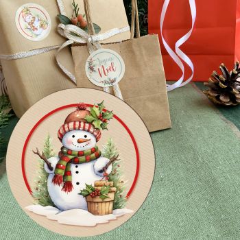 Etiquettes adhésives décor Noël tradition 4cm