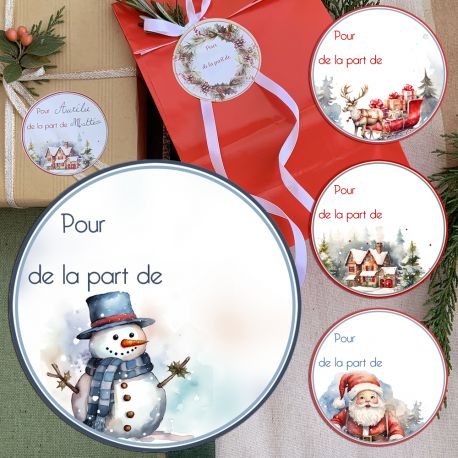 Etiquettes pour cadeau décor Noël tradition 6cm