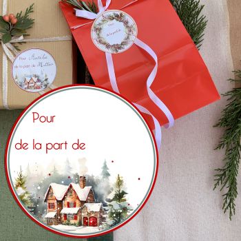 Etiquettes pour cadeau décor Noël tradition 6cm