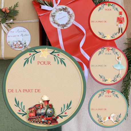 Etiquettes pour cadeau décor Noël jouet 6cm