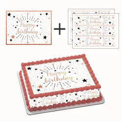 Kit deco de gâteau Happy Birthday or A4