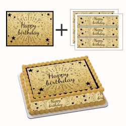 Kit deco de gâteau Happy Birthday noir a4