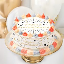 Kit deco de gâteau joyeux anniversaire or