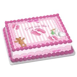 Kit deco de gâteau Baby rose A4 