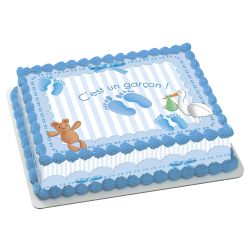 Kit deco de gâteau Baby bleu A4 