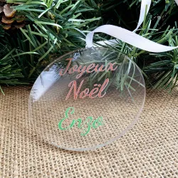 4 Boules de noël personnalisées plexi texte