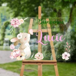 Plaque bienvenue personnalisée plexi lapinou