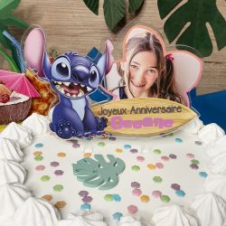 Cake topper personnalisé Stitch tropical