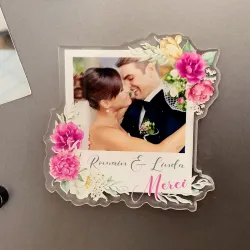 Magnet personnalisé plexi merci décor Pivoines roses