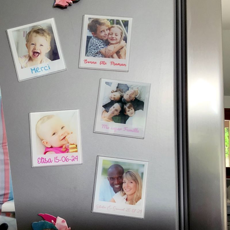 Lot de 5 Magnets personnalisés plexi Polaroid