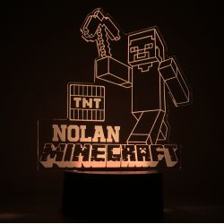 Lampe/veilleuse personnalisée arc en ciel Minecraft