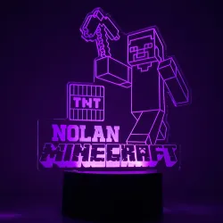 Lampe/veilleuse personnalisée arc en ciel Minecraft