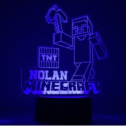 Lampe/veilleuse personnalisée arc en ciel Minecraft