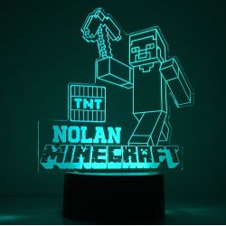 Lampe/veilleuse personnalisée arc en ciel Minecraft