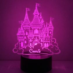 Lampe/veilleuse personnalisée arc en ciel Princesse chateau