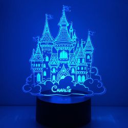 Lampe/veilleuse personnalisée arc en ciel Princesse chateau