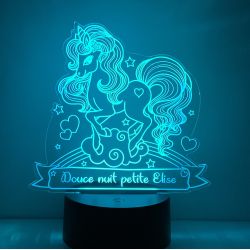 Lampe/veilleuse personnalisée arc en ciel licorne