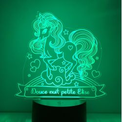 Lampe/veilleuse personnalisée arc en ciel licorne