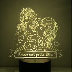 Lampe/veilleuse personnalisée arc en ciel licorne