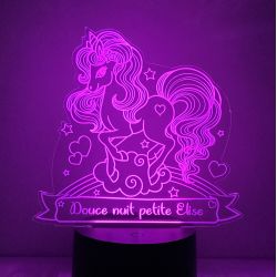 Lampe/veilleuse personnalisée arc en ciel licorne