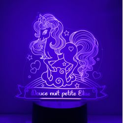 Lampe/veilleuse personnalisée arc en ciel licorne