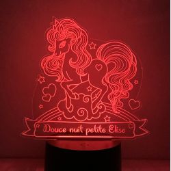 Lampe/veilleuse personnalisée arc en ciel licorne