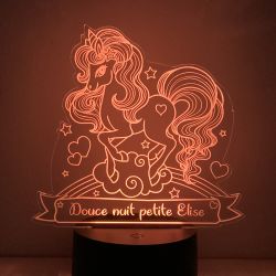 Lampe/veilleuse personnalisée arc en ciel licorne