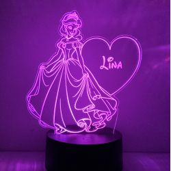 Lampe/veilleuse personnalisée arc en ciel princesse