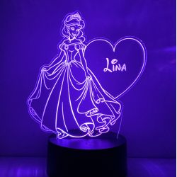 Lampe/veilleuse personnalisée arc en ciel princesse