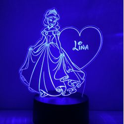 Lampe/veilleuse personnalisée arc en ciel princesse