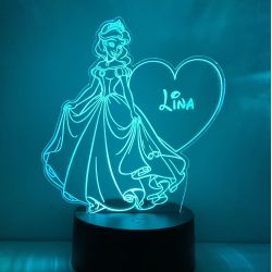 Lampe/veilleuse personnalisée arc en ciel princesse