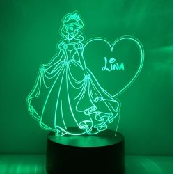 Lampe/veilleuse personnalisée arc en ciel princesse