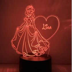 Lampe/veilleuse personnalisée arc en ciel princesse