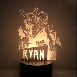 Lampe/veilleuse personnalisée arc en ciel spiderman