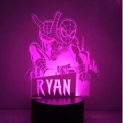 Lampe/veilleuse personnalisée arc en ciel spiderman