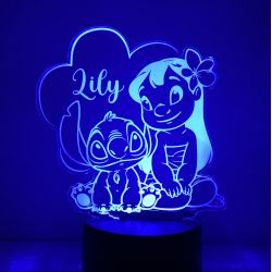 Lampe/veilleuse personnalisée arc en ciel Lilo et Stitch