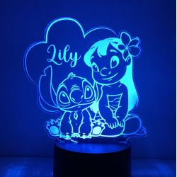 Lampe/veilleuse personnalisée arc en ciel Lilo et Stitch