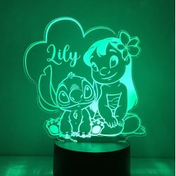 Lampe/veilleuse personnalisée arc en ciel Lilo et Stitch