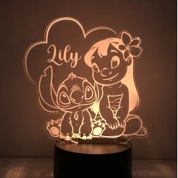 Lampe/veilleuse personnalisée arc en ciel Lilo et Stitch