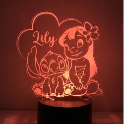 Lampe/veilleuse personnalisée arc en ciel Lilo et Stitch