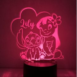 Lampe/veilleuse personnalisée arc en ciel Lilo et Stitch