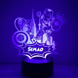 Lampe/veilleuse personnalisée arc en ciel Super Heros