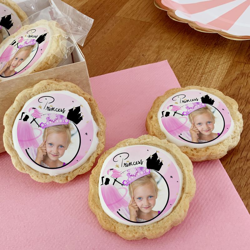 6 cookies personnalisés photo décor Princesse