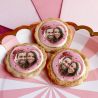 6 cookies personnalisés photo décor coeurs romantiques