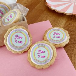 6 cookies personnalisés texte décor Arc en ciel