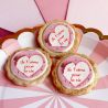 6 cookies personnalisés texte décor coeurs romantiques